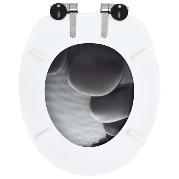 Toilet- & bidetsæder - Living toiletsæder 2 stk. med soft close-låg MDF stendesign