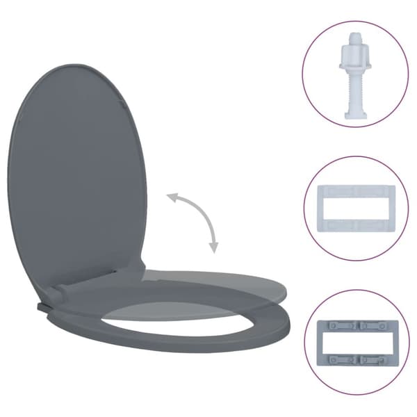 Toilet- & bidetsæder - Living toiletsæde med soft close oval grå