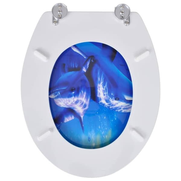 Toilet- & bidetsæder - Living toiletsæder med låg 2 stk. delfindesign MDF
