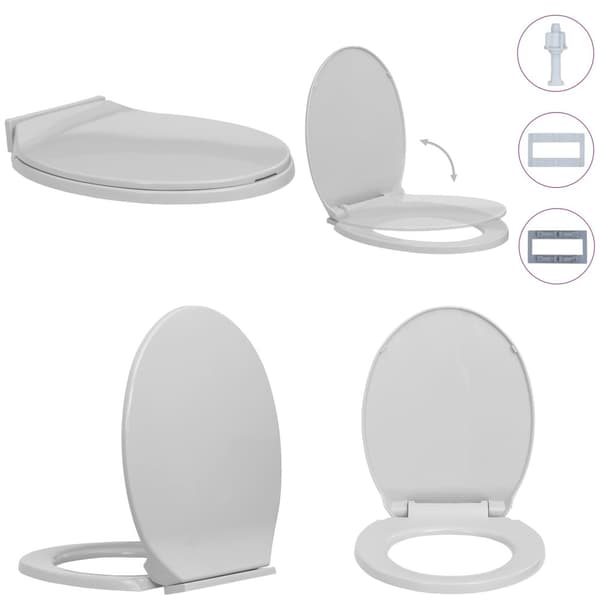 Toalettsits mjuk stängning ljusgrå oval - Toalettsits - Toalettsitsar - Home & Living