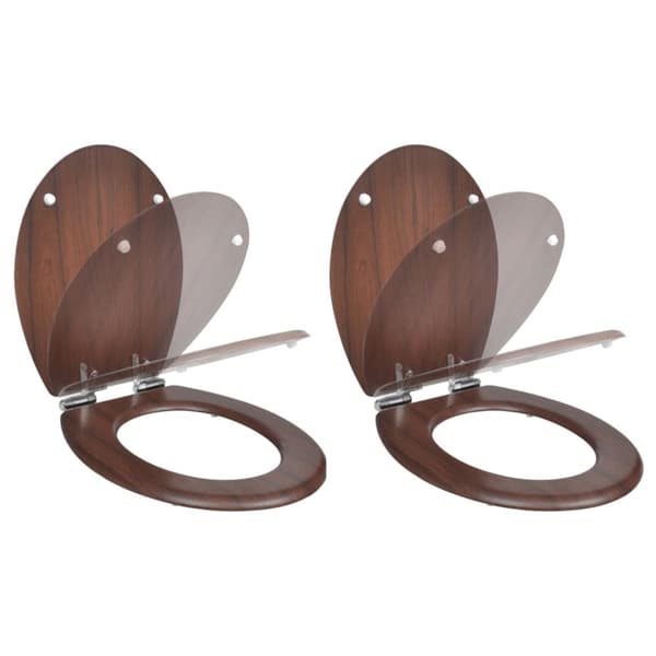 Toiletsæder med soft close-låg 2 stk. MDF brun - Toiletsæde - Toiletsæder - Home & Living