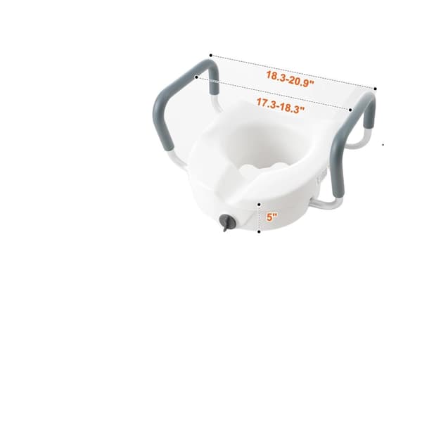 Kohotettu WC-istuin, 5" korkeus, 350 lbs kuormituskapasiteetti,5 tuumaa