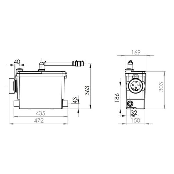 Sanipack Pro UP 400W WC macerator - SFA - PA2UPSTD