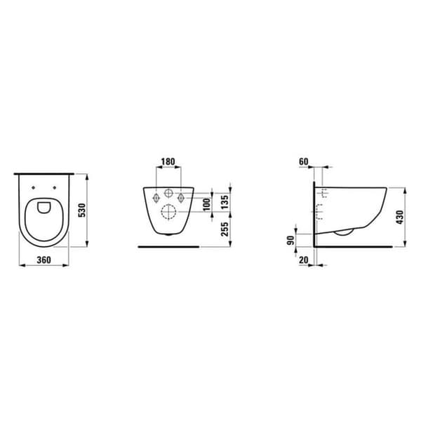 Laufen Pro 820966 Rimless Veggskål uten toalettsete