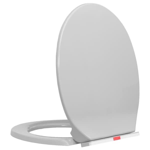 Toalettsits mjuk stängning snabbfäste ljusgrå oval
