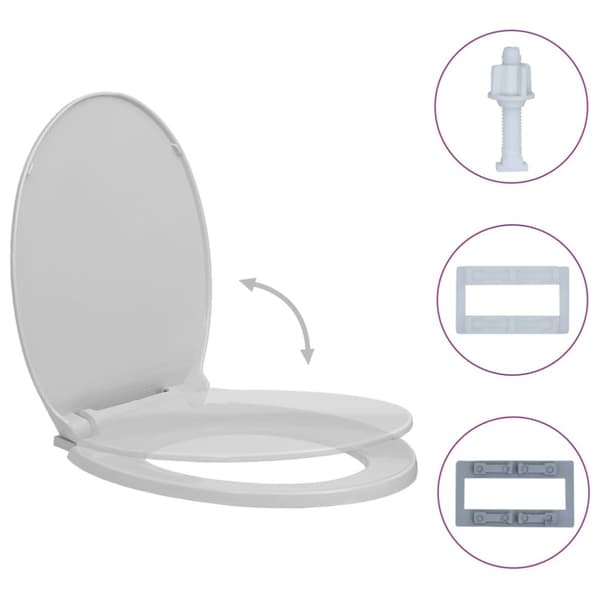 Toalettsits mjuk stängning ljusgrå oval