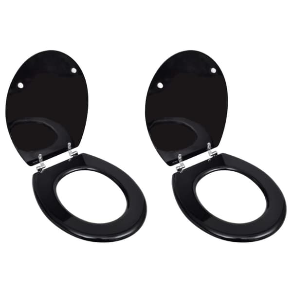 Toalettsitsar med lock 2 st MDF svart