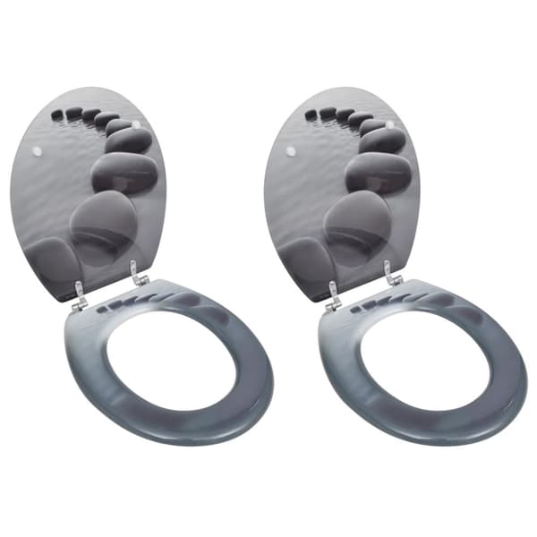 Toalettsitsar med lock 2 st MDF stenar
