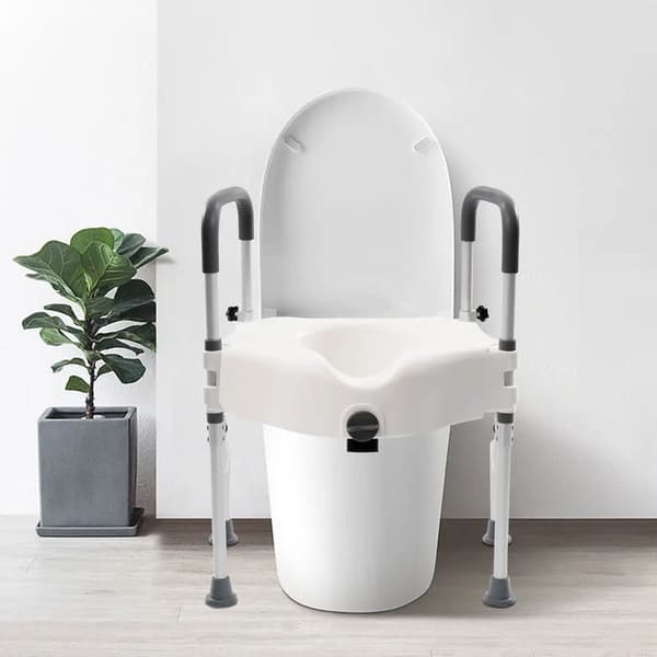 Toalettförstärkningsstol, Justerbara armstöd, 170° benrotation, Ergonomisk design