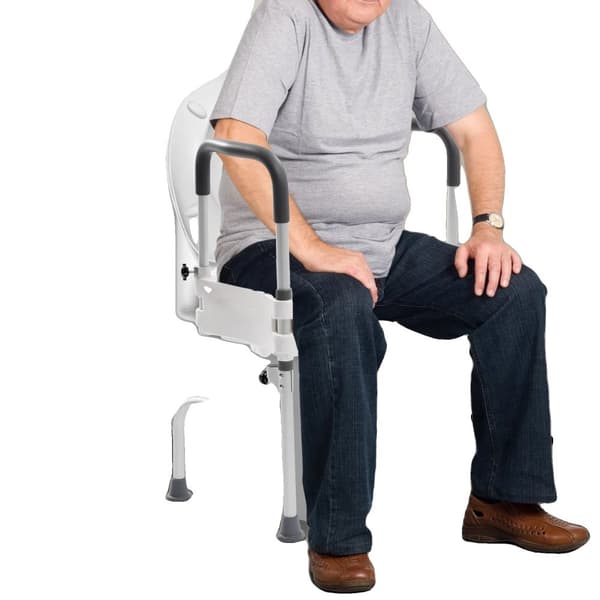 Toalettförstärkningsstol, Justerbara armstöd, 170° benrotation, Ergonomisk design