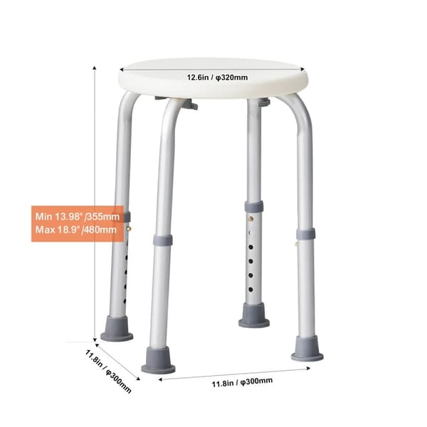 Duschstol, Justerbar Höjd, Halkfri Design,Vit