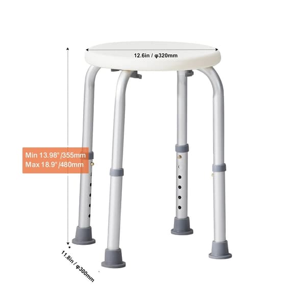 Duschstol, Justerbar Höjd, Halkfri Design,Vit