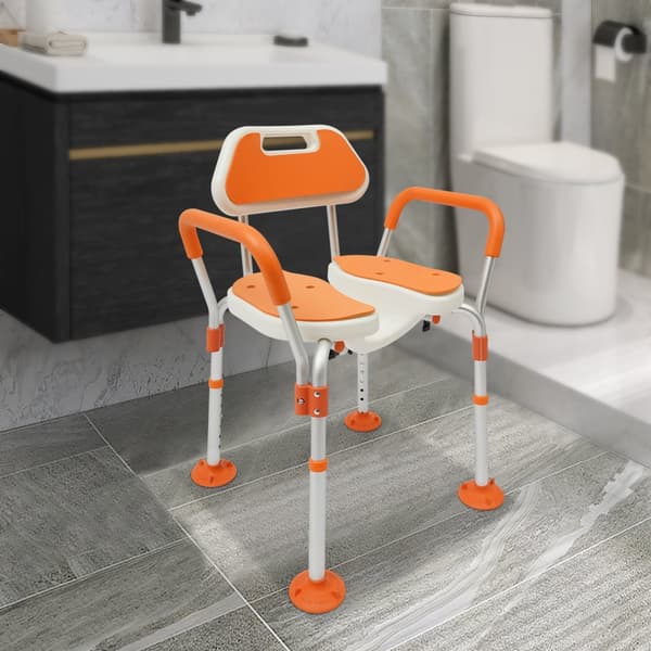 Brusebadsstol, Højdejusterbar, Komfortabel Rygstøtte,Orange