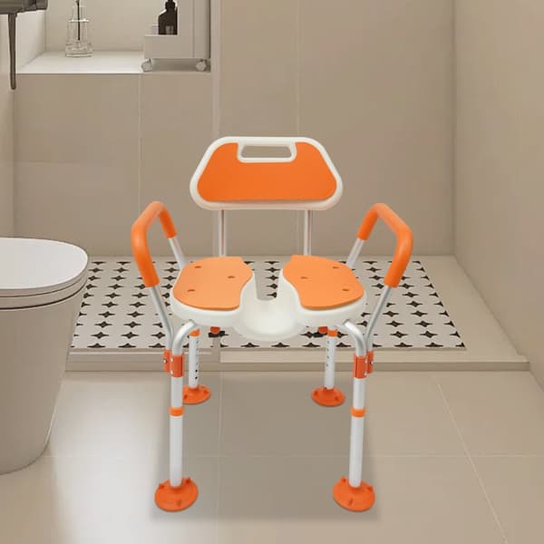 Brusebadsstol, Højdejusterbar, Komfortabel Rygstøtte,Orange