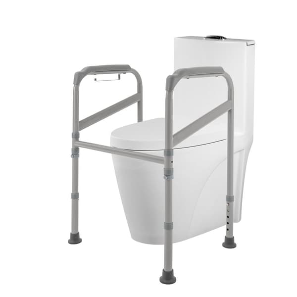 Justerbart badrumsstöd, borrfritt design, halkfri yta, platsbesparande hopfällbar.