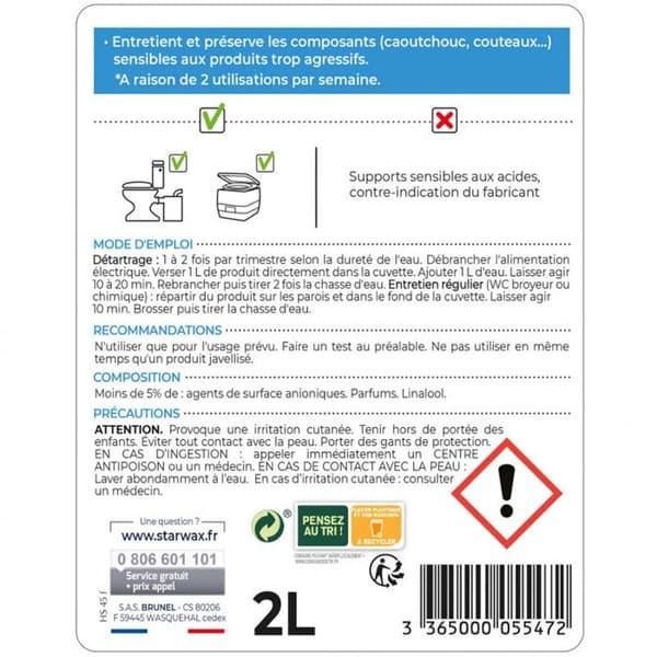 Starwax toalettkvarn avkalkningsmedel - 750 ml flaska