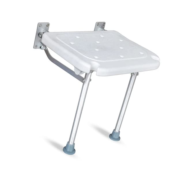 Folding Shower Bench, Væghængt, Skridsikre Fødder, Drænhuller,HVID