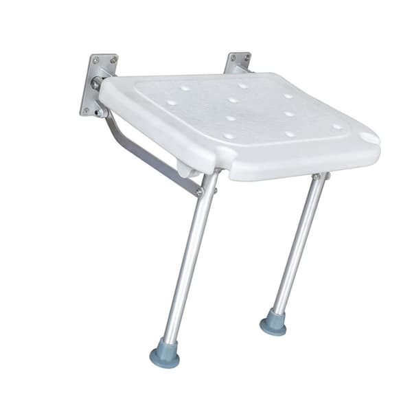 Folding Shower Bench, Væghængt, Skridsikre Fødder, Drænhuller,HVID
