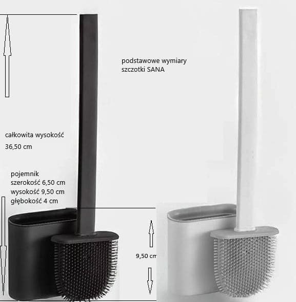 Silikone toiletbørste 36,5x6,5 cm stående Mat hvid