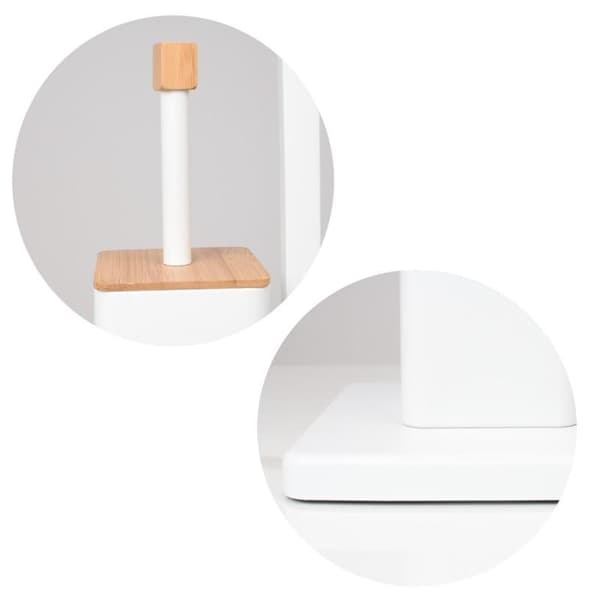 Toiletrulleholder stående med toiletbørste - 20x64cm - hvid bambus