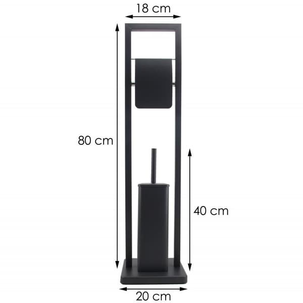 WC-rullan teline seisomassa wc-harjalla - 20x80cm - musta