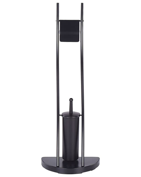 WC-paperi- ja harjateline musta 33 x 92 x 18 cm teräs matta jauhemaalattu