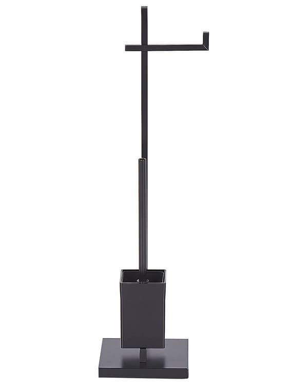 WC-paperi- ja harjateline musta 18 x 70 x 18 cm teräs kromattu kiiltävä