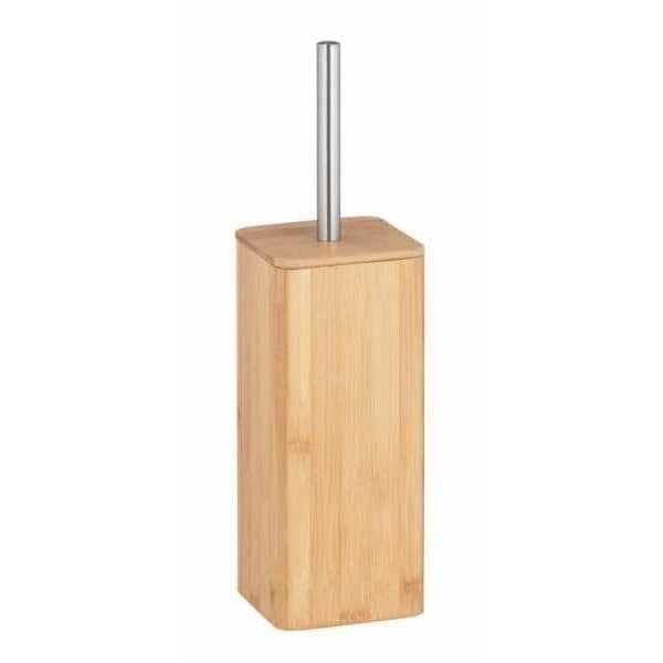 Toalettborstehållare i bambu, svart toalettborste, bambusträ, 10,1x37,5x10,1 cm, brun