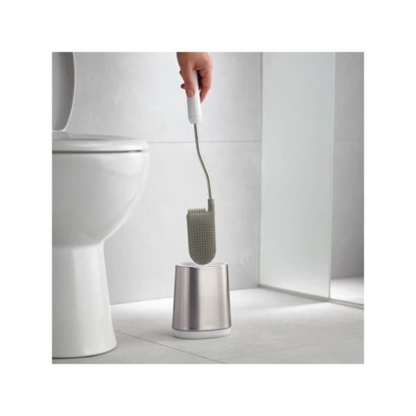 Joseph Joseph Flex™ Lite Toalettborste i stål Anti-dropp, kompakt hållare, anti-fingeravtryck, rostfritt stål, grå
