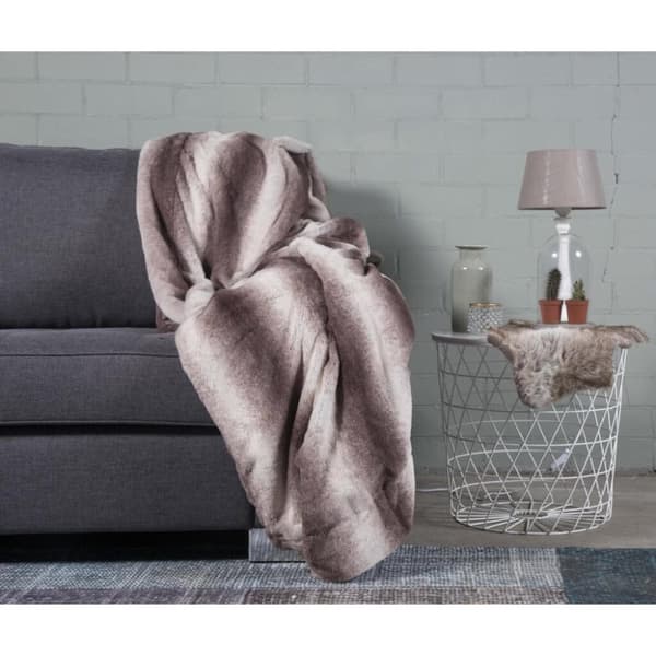 Rutig kaninpälslook 150x200 cm Taupe