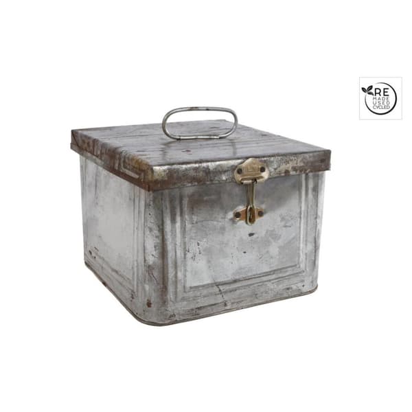 Metal Vintage Look Opbevaringsdåse 22x22x17 cm