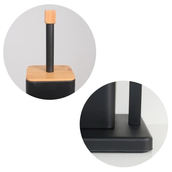 Sort fritstående toiletpapirholder med integreret børsteholder - Holdbar, stabil og stilfuld design
