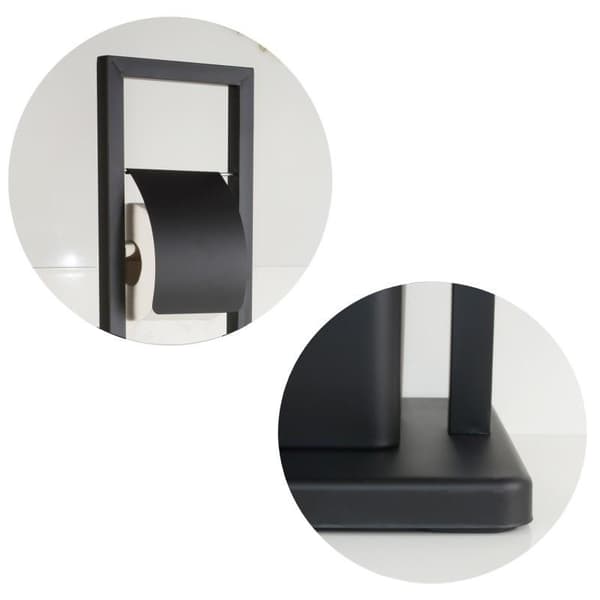 2-i-1 Toalettställ med borste & hållare - Högkvalitativt svart stål, Anti-slip bas, Modern design