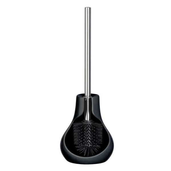 WENKO Drop Neo silikon toalettborste, svart toalettborste, keramik, 14x40x13,5 cm, svart