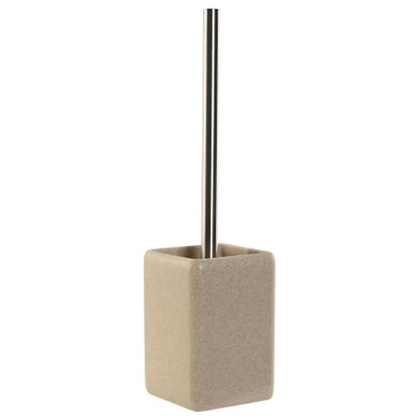 Toalettborste i beige stensartad resin 9.5x9.5x36.5cm
