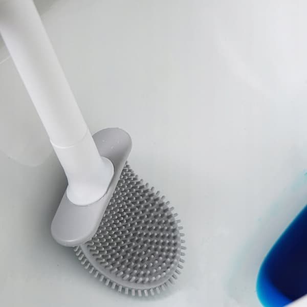 Silikoninen WC-harja kylpyhuoneeseen, seinälle kiinnitettävä, valkoinen