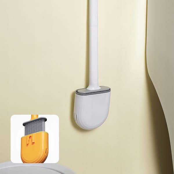 Silikoninen WC-harja kylpyhuoneeseen, seinälle kiinnitettävä, valkoinen