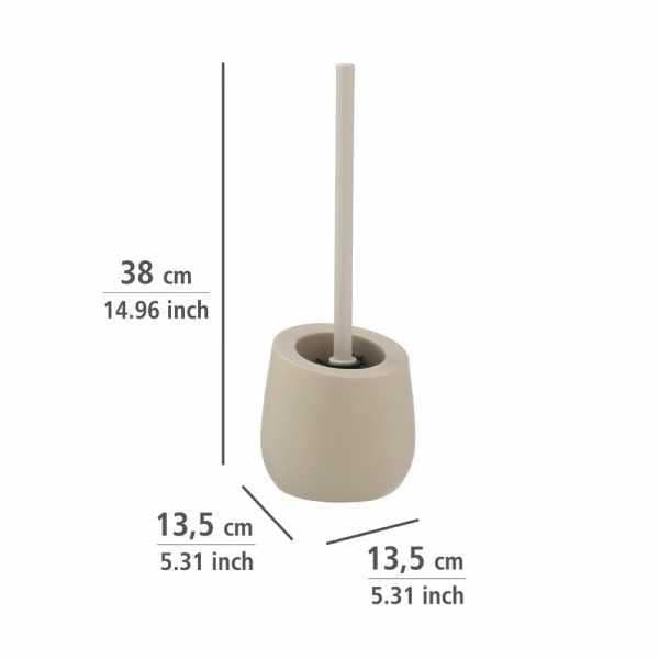 WENKO Badi keramisk toalettborstehållare, svart silikon toalettborste, keramik, Ø 13,5 x 38 cm, matt beige