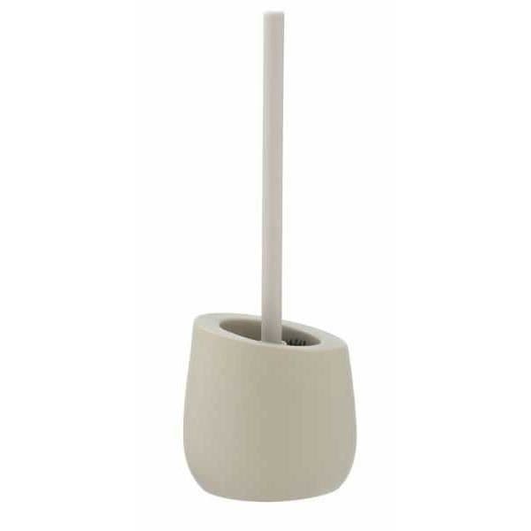 WENKO Badi keramisk toalettborstehållare, svart silikon toalettborste, keramik, Ø 13,5 x 38 cm, matt beige