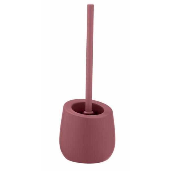 Badi rosa keramisk toalettborsthållare, svart silikon toalettborste med silikon toalettborsthuvud Ø 7,5 cm, non-stick,