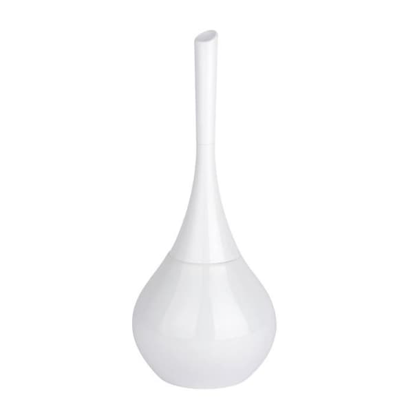 WENKO Toalettborste Flakon, Toalettbørshållare i keramik och svart toalettborste, keramik - plast, ø17,0x41,5 cm, vit