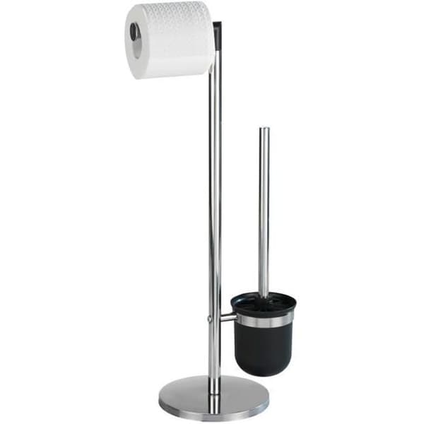 WENKO 2in1 WC-kombination, Toalettborste och toalettpappershållare, Parus, Rostfritt stål, 25,5x57x16,5 cm, Blank