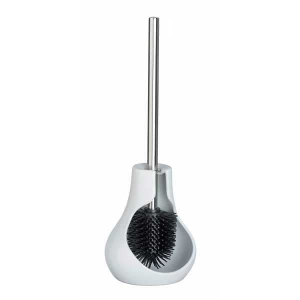 WENKO Drop Neo toalettborste i silikon, svart toalettborste, keramik, 14x40x13,5 cm, vit