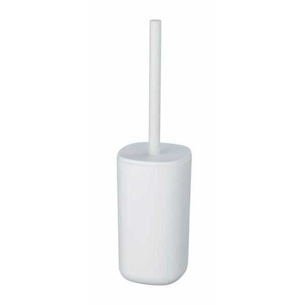 WENKO Davos toalettborste, stängd design, Svart toalettborste, BPA-fri plast, Ø 9,5x35 cm, Matt vit