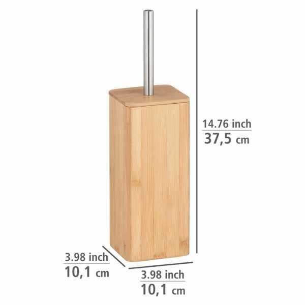 Toalettborstehållare i bambu, svart toalettborste, bambusträ, 10,1x37,5x10,1 cm, brun