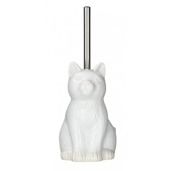 WENKO Original Cat Toalettborste, Svart Silikon Toalettborste, Keramik, 14x22x17 cm, Vit