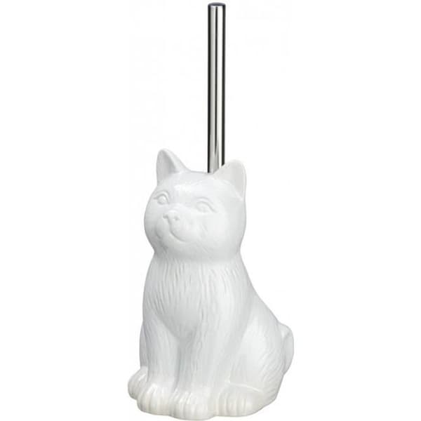 WENKO Original Cat Toalettborste, Svart Silikon Toalettborste, Keramik, 14x22x17 cm, Vit