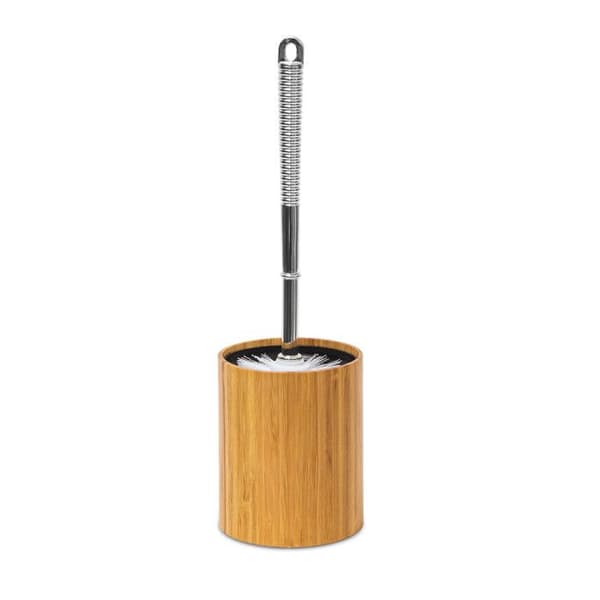 Relaxdays Toalettborsthållare Toalett Badrum Avtagbar behållare Plast Rostfritt Stållook Utbytbart Huvud Deco HxBxD: 33 x