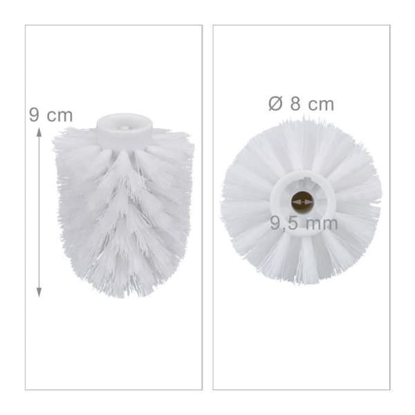 Relaxdays Ersättningshuvud för WC-borste paket med 5 inre diameter 9,5 mm, diameter 8 cm, vit