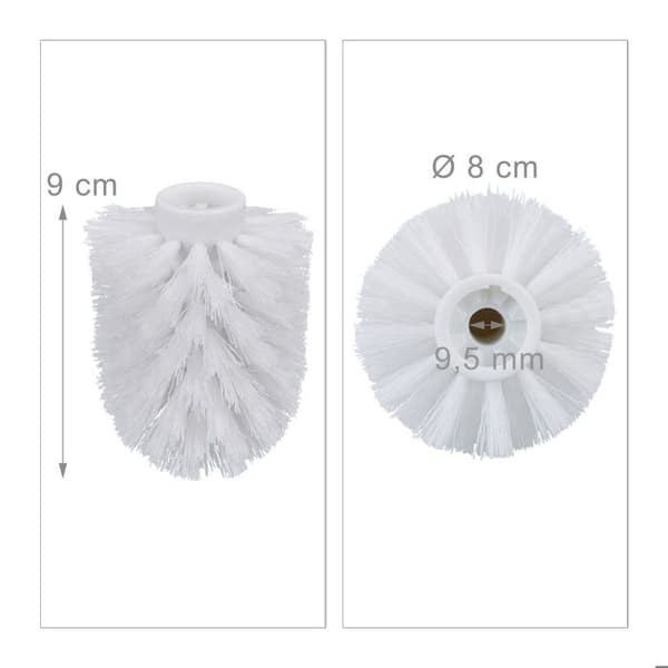 Relaxdays Ersättningshuvud för WC-borste paket med 5 inre diameter 9,5 mm, diameter 8 cm, vit